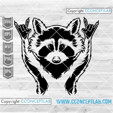 Raccoon Rock Sign Svg Rockers Trash Panda Clipart Rockstar Street Cat