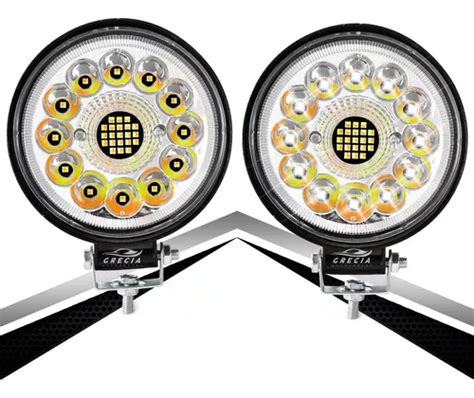 Faros Led Redondo Aux Luz Fija Estrobo Bicolor Blanco Ámbar MercadoLibre