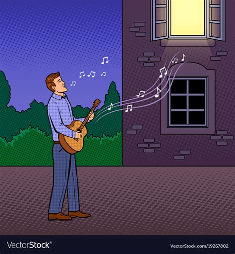 Man sings serenade pop art Royalty Free Vector Image