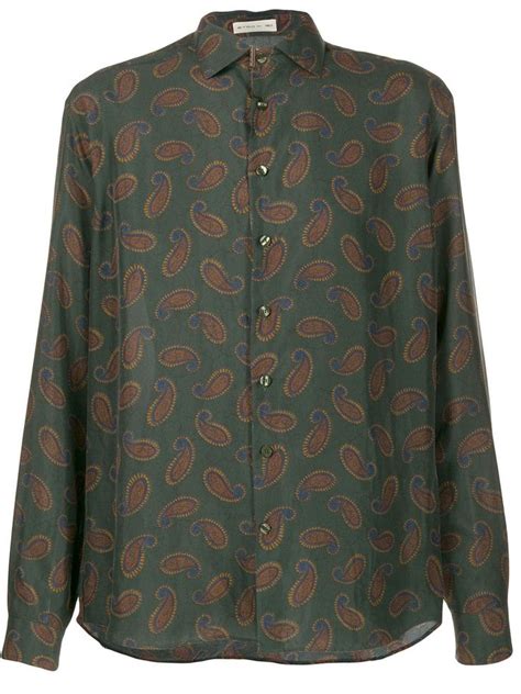 Etro Paisley Print Shirt Green Modesens Paisley Print Shirt