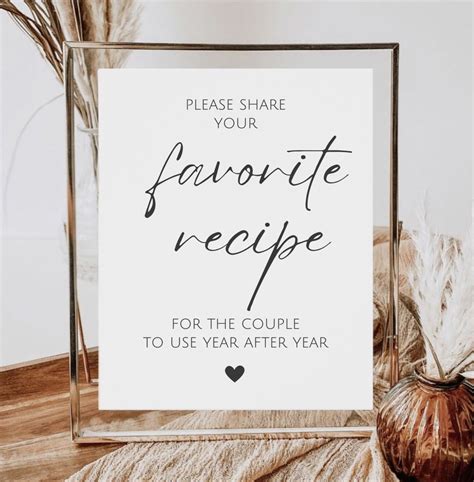 Please Share Your Favorite Recipe Sign, Place Recipe Card Here Sign