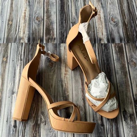 Lulus New Dale Light Nude Platform Ankle Strap High H Gem