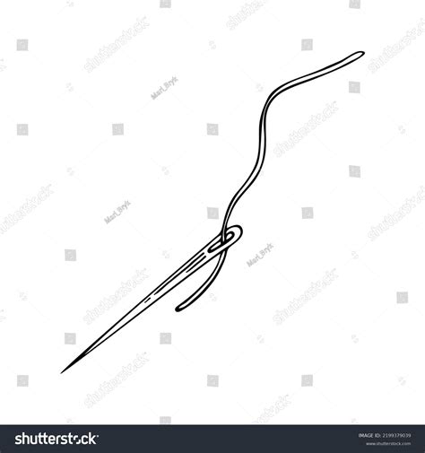 Sewing Needle Thread Line Art Tailor Stock Vector (Royalty Free ...