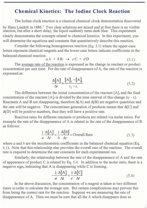 Solved Iodine Clock Experiment Part I Dont Understand H Cheggcom Images