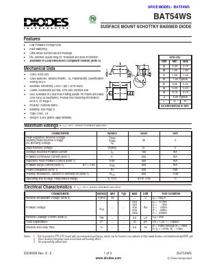 Bat Ws Datasheet Pdf Diodes Incorporated