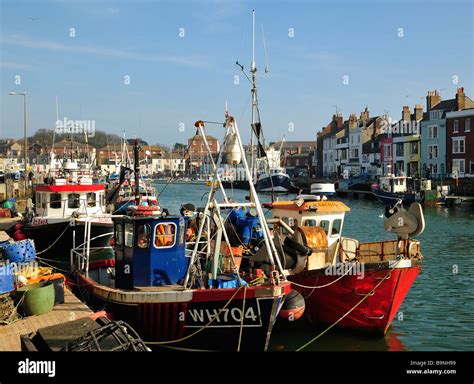 Fishing Boats In Weymouth Old Harbour Stock Photo Alamy