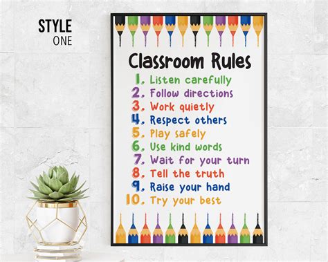 Classroom Rules For Elementary School Poster Custom Personalized Kinder Preschool T For