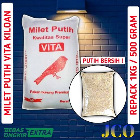 Jual Pakan Burung Lovebird Milet Putih Vita Kiloan Milet Putih Kg