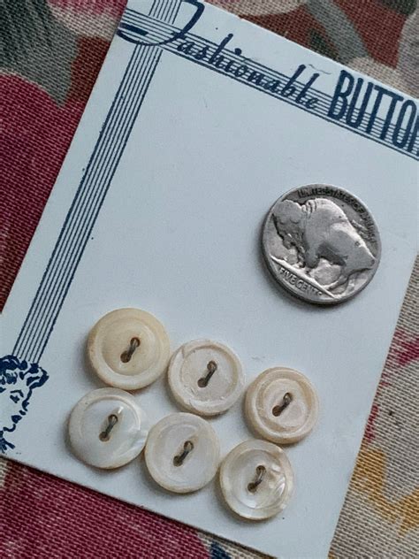 40s Carded Mother Of Pearl Fashionable Buttons 1 2 Etsy