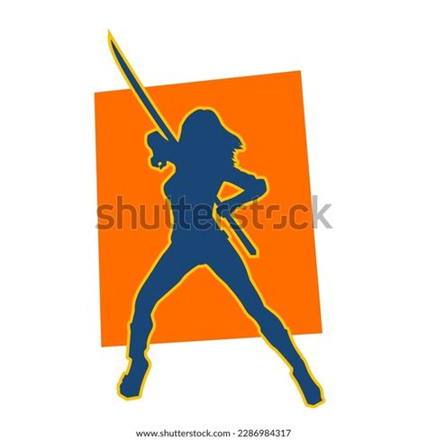 Silhouette Woman Warrior Action Pose Her Stock Vector (Royalty Free ...