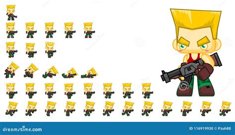 Cute Soldier Character Sprites Vector Illustration 116919952