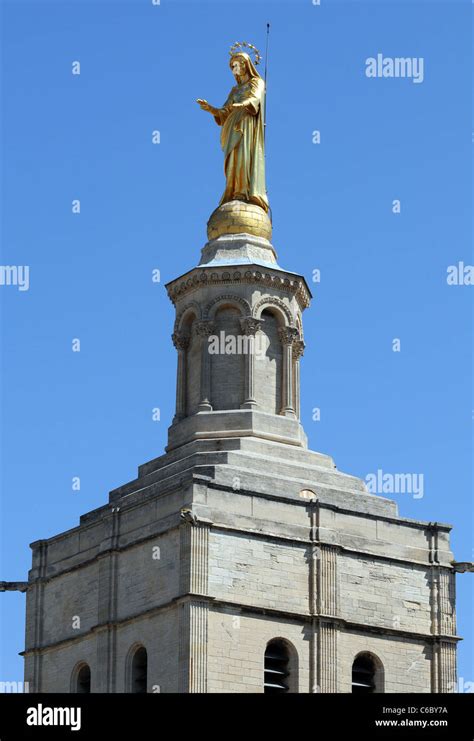 Gilded Statue Of Virgin Mary At Notre Dame Des Doms Davignon Avignon