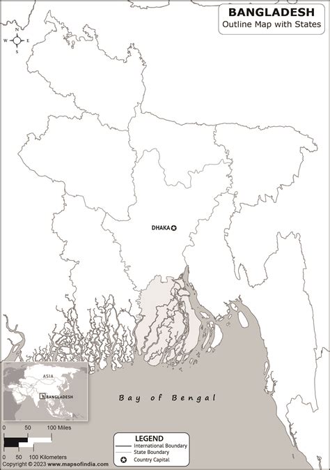 Bangladesh Outline Map Bangladesh Outline Map With State Boundaries