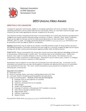 Fillable Online Unsung Hero Award Nomination Form Fax Email Print