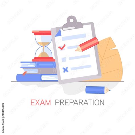 Exam Preparation School Test Vector Flat Illustration Exam Concept