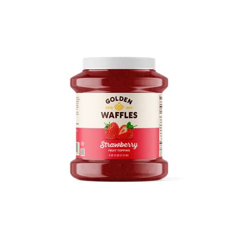 Strawberry Topping Golden Waffles