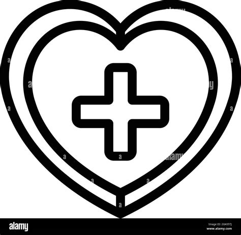 Vector de contorno de icono de corazón médico Corazón humano Órgano