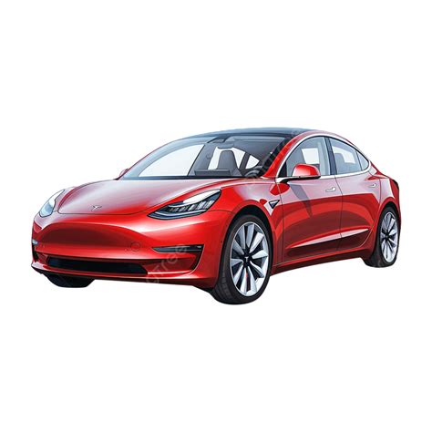 Tesla Modelo 3 Fundo Transparente Vermelho PNG Carro Veículo