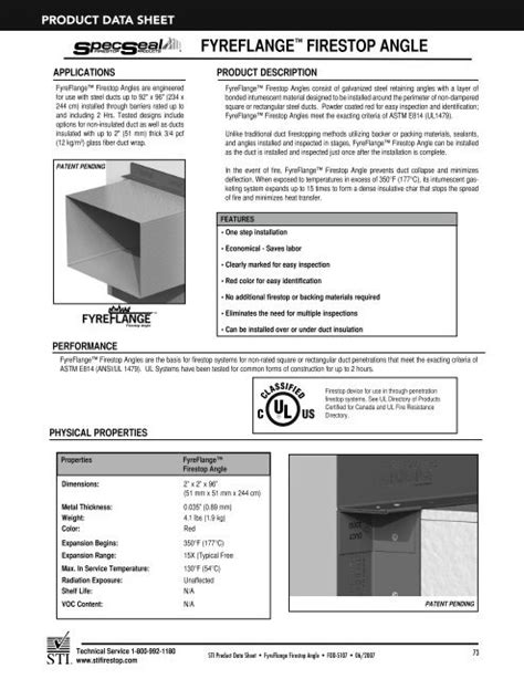 Fyreflangeâ ¢ Firestop Angle Sti Specified Technologies Inc