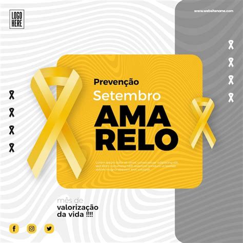 Design De Cartaz De Campanha Social Para Setembro Amarelo Vetor Premium