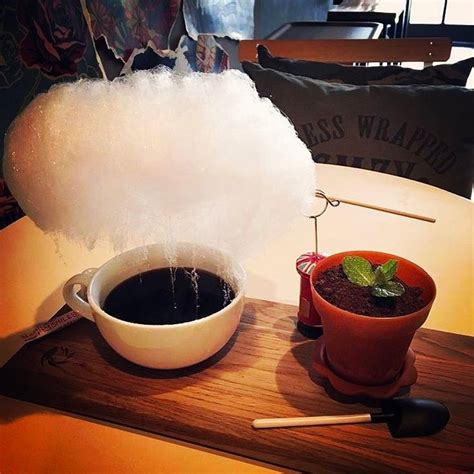 Cotton Candy Cloud Held Over A Cup Of Tea Strands Of Cotton Candy