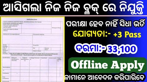 Odisha Block Level Job Vacancy 2024 Odisha Government Jobs Block