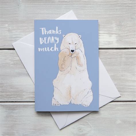 Thanks Beary Much Polar Bear Pun Thank You Card Etsy