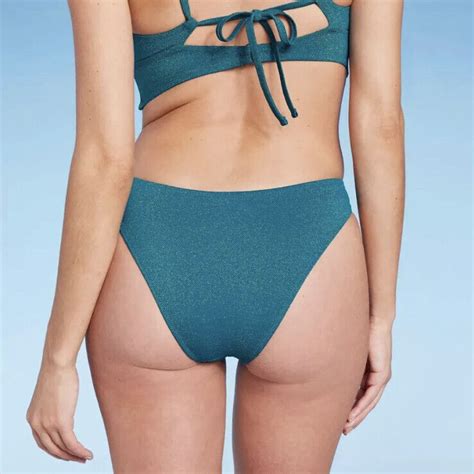 Women S High Leg Extra Cheeky Bikini Bottom Shade Shore Teal Blue