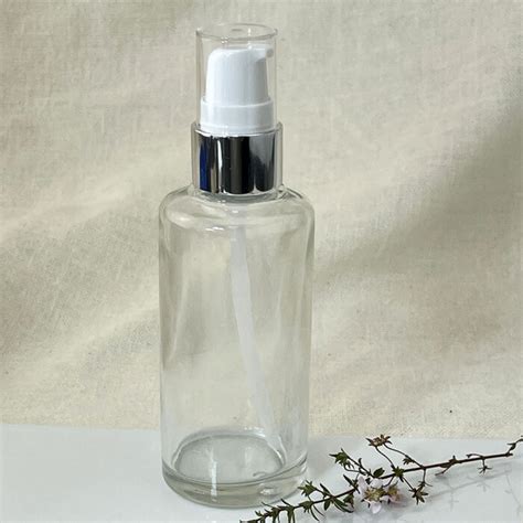 Combo Bottle Glass Clear Square Shoulder With Shiny Silver 24mm Serum