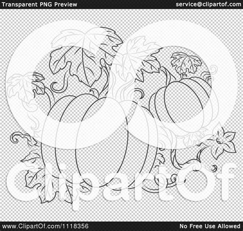 Clipart Of A Black And White Pumpkin Vine Royalty Free Vector