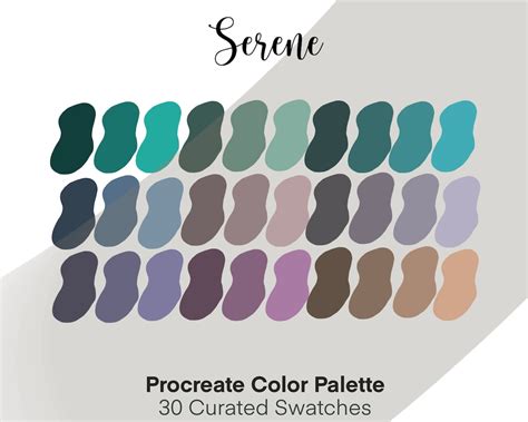 Serene Color Palette Procreate Color Palette Etsy