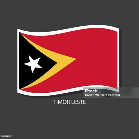 Versi Vektor Bendera Timor Leste Mengibarkan Bendera Ilustrasi Stok