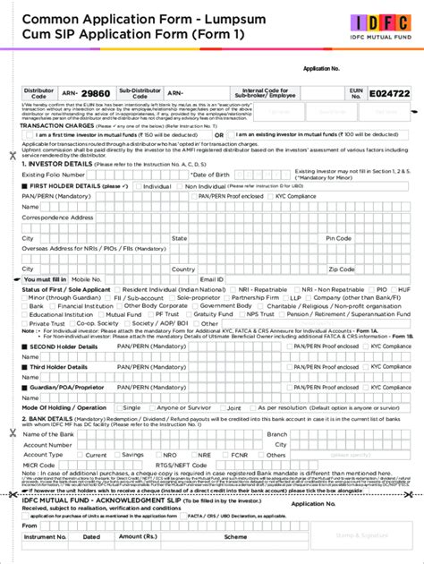 Fillable Online Common Application Form Lumpsum Cum Sip Utiitsl