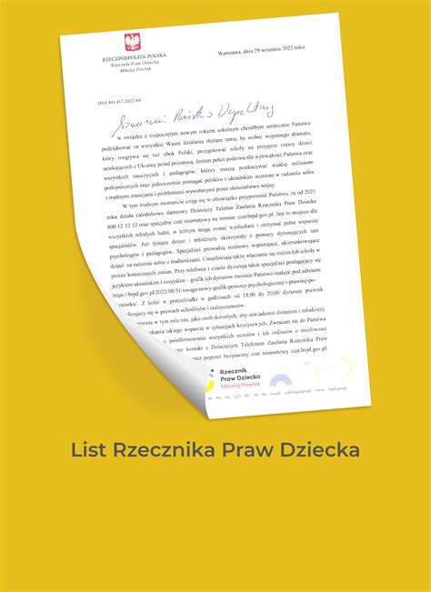 List Rzecznika Praw Dziecka Szko A Podstawowa Im Ireny Sendlerowej W