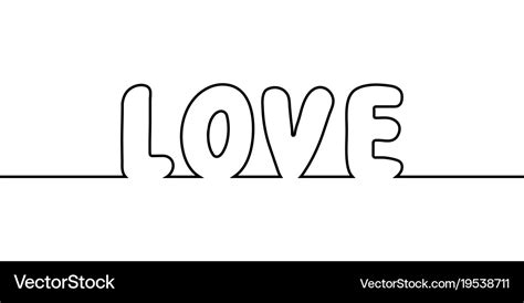 Word love text one line drawing cartoon Royalty Free Vector