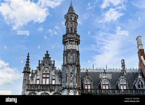 Views Of The Historium Tower On The Market Square In Bruges Belgium