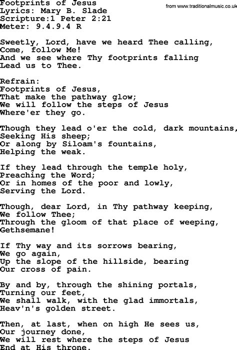 Good Old Hymns Footprints Of Jesus Lyrics Sheetmusic Midi Mp3