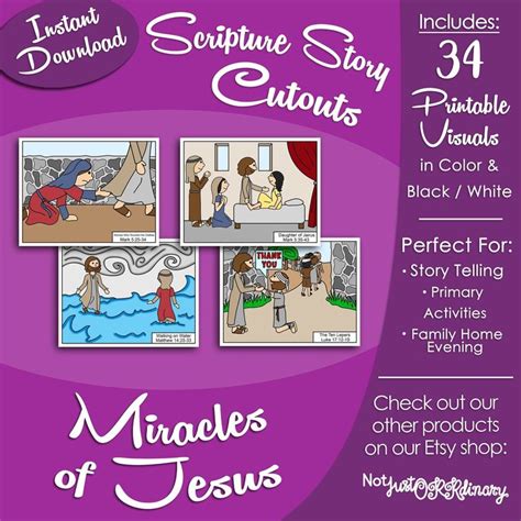 Miracles Of Jesus Visuals Latter Day Saint Lds Primary Story Time Activity Printable Visual