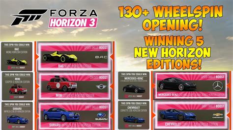 Forza Horizon 3 New Horizon Edition Cars Opening 140 Wheelspin