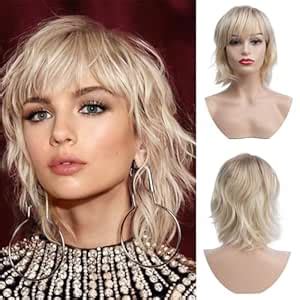 Amazon RicHyun Womens Short Blonde Wig Short Ash Blonde Bob Wavy