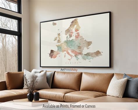 Europe Map Wall Art Travel Map Etsy