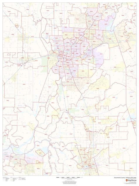 Sacramento County California Zip Codes By Mapsherpa The Map Shop