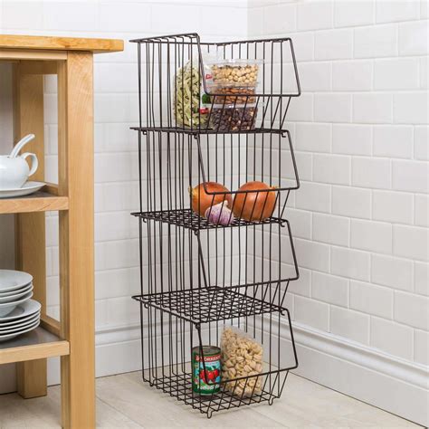 Ksp Ashley Stacking Wire Basket Set Of 4 Brown Kitchen Stuff Plus