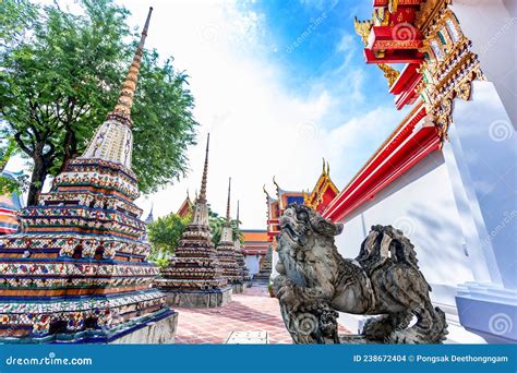 Thai Architecture in Wat Pho Public Temple in Bangkok Stock Photo ...