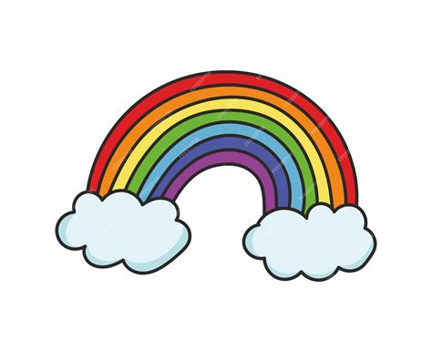 Premium Vector | Color rainbow with clouds vector illustration