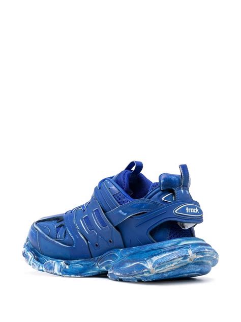 Balenciaga Mens Track Distressed Caged Chunky Sneakers In Blue Modesens