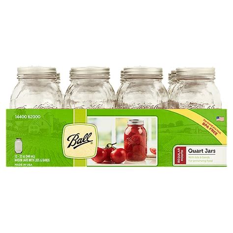 Ball 32 oz Regular Mouth Quart Mason Jars, 12 count - ShopRite