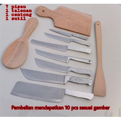 Jual Paket 10 Pisau Set 7 Stainless Talenan 1 Sutil 1 Centong Kayu 1