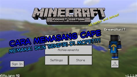 Cara Memasang Cape Memakai Skin Sendiri Di Mcpe Tutorial Youtube