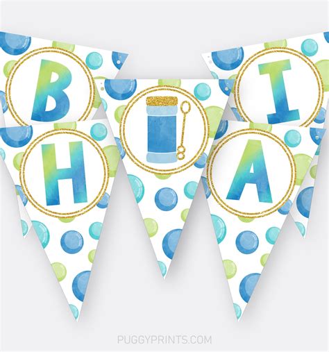 Bubble Happy Birthday Banner, Printable Bubbles Banner, Bubble Party ...